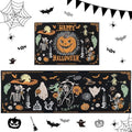 Retro Skeleton Halloween Ghost Kitchen Rugs Set of 2 - Black & White, Non-Slip, Easy Clean