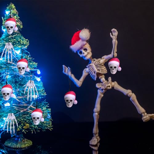 Gothic Skeleton Christmas Ornaments Set - Skull and Hand Decorations, 24 Pieces