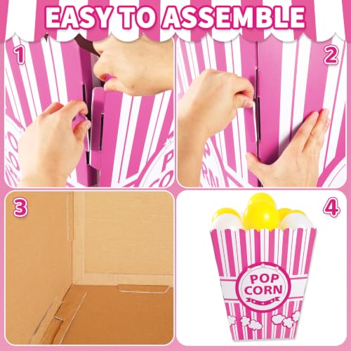 Pink Giant Popcorn Box Prop with 100 Balloons for Party Decorations - Variation of Pink / 102
