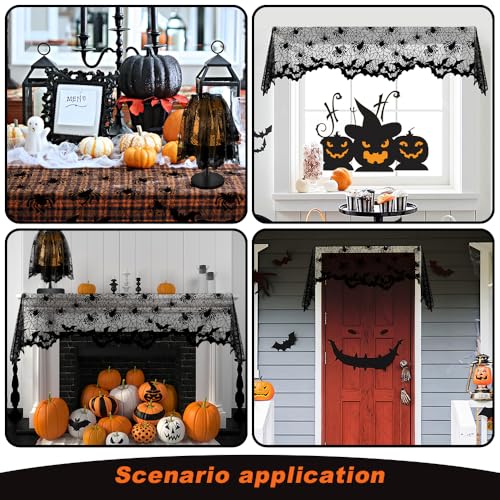 5 Pack Halloween Spider Web Lamp Shades - Black Lace, 60x20 Inch Indoor Decor
