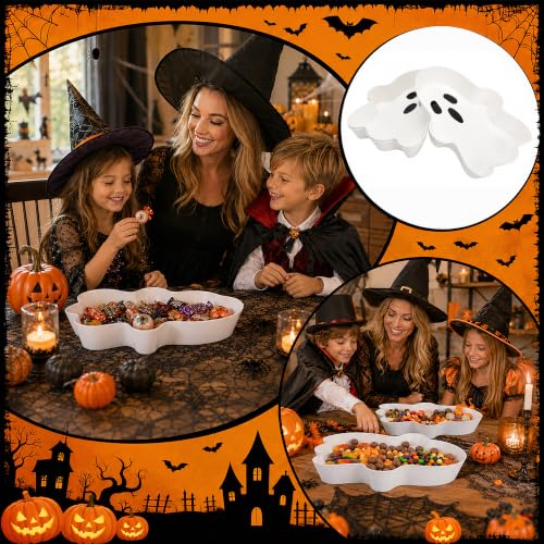 Ghost-Shaped Halloween Candy Serving Trays - 3 Pack Ghost Candy Bowls