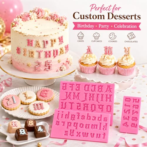 Letters and Number Silicone Molds for Baking & Cake Decoration - Food Grade, Reusable
