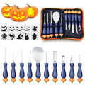Halloween Pumpkin Carving Kit with 10 Stainless Steel Tools & Stencils - Blue