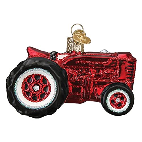Farm Tractor Glass Christmas Ornament Handcrafted Holiday Decor