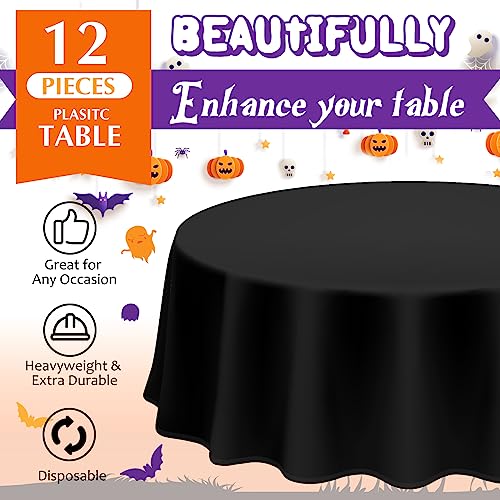 Preboun 12-Pack 84-Inch Halloween Plastic Tablecloths - Assorted Colors