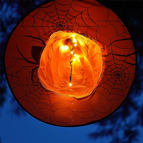 12 Pcs Lighted Halloween Witch Hat Decorations with 8 Modes - Outdoor String Lights