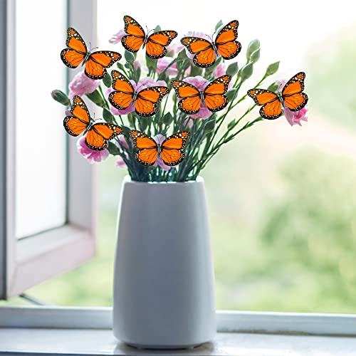 Orange Monarch Butterfly Wall Decor Set - 100 Realistic Artificial Butterflies for Crafts & Events