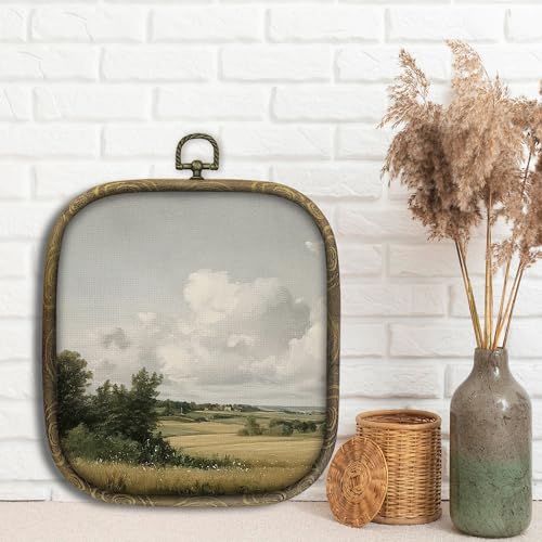 Rustic Landscape Wall Art Canvas Print - Farmhouse Nature Decor 6.5x5.7 Inches