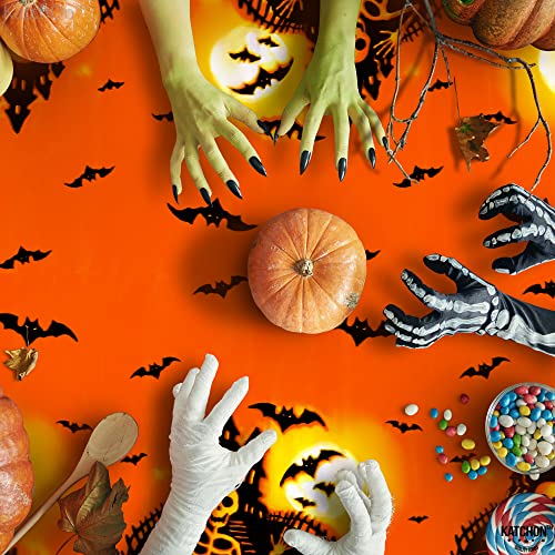 Halloween Plastic Tablecloth 54x108 Inch Pack of 3 - Orange Spooky Decor