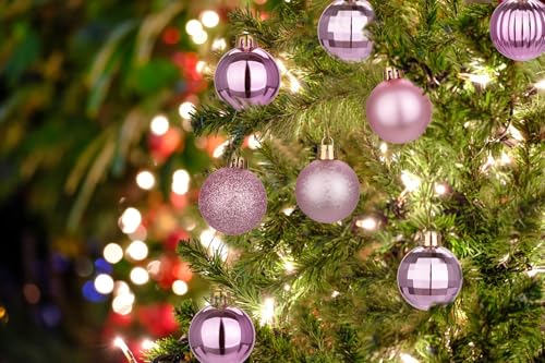 Bubblegun Pink Christmas Ornaments Set - 36 Mini Shatterproof Holiday Tree Balls