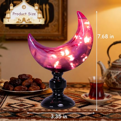 Purple Moon Light Crystal Figurine - Halloween Crescent Lamp Decor