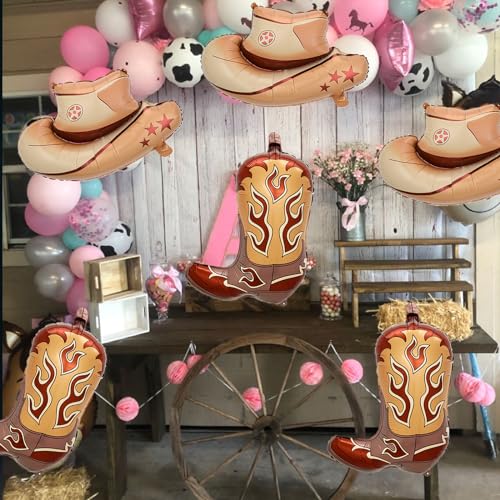 Western Cowboy Party Balloons - Cowboy Boot & Hat Foil Balloons, Cowboy Variation