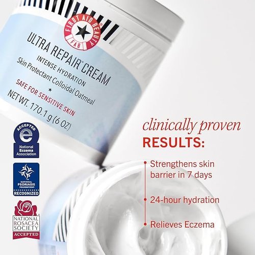 First Aid Beauty - Ultra Repair Cream | Intense Hydration with Colloidal Oatmeal, 14 oz - Relieves Eczema & Strengthens Skin Barrier