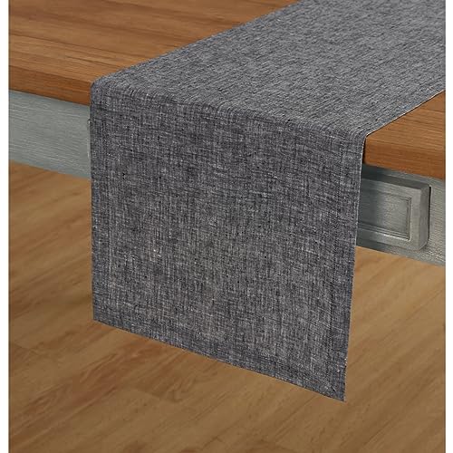 Pure Linen Table Runner Black 14 x 144 Inches - Athena Variation
