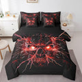 Black Red Gothic Bed in a Bag King Comforter Set 7 Pieces Halloween Skeleton