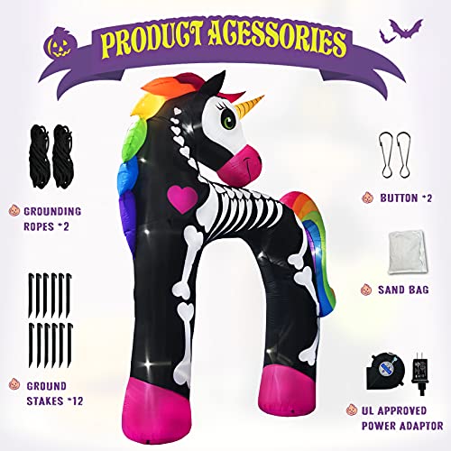 11FT Halloween Inflatable Arch Rainbow Skeleton Unicorn Outdoor Decor