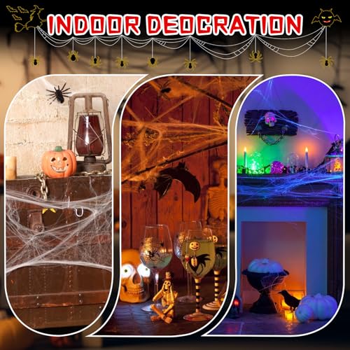 2000 sqft Spider Web Decoration Halloween with 50 Black & Green Spiders - Variation of THIS listing