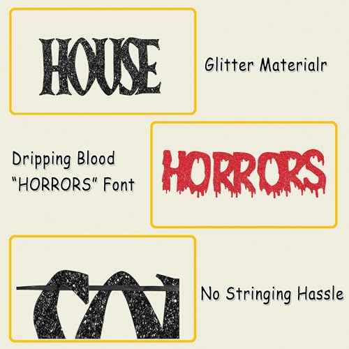 Halloween Horror Banner Black Red Glitter Bat Banner - Haunted House Decor