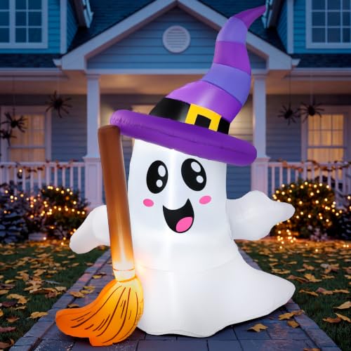 Halloween Inflatable Ghost with LED Lights, 6 Feet Outdoor Yard Decoration