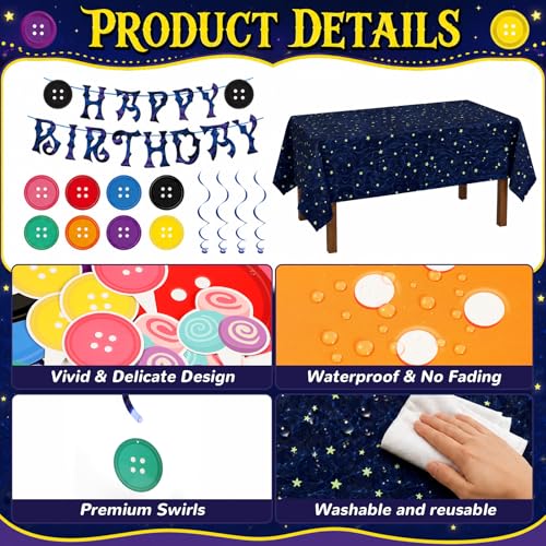 Horror Cartoon Button Party Decorations Set with Balloons Banner & Tableware