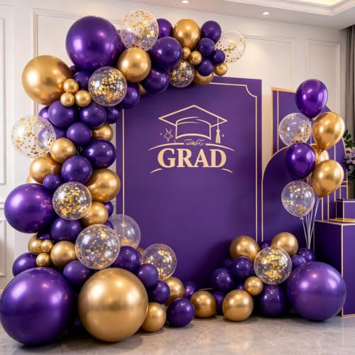 Purple Gold Balloons Set 60pcs for Graduation Halloween Wedding New Year Party Decorations