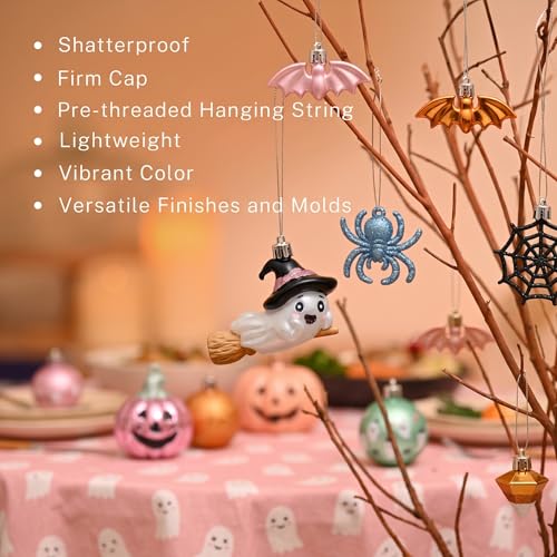 Halloween Ghost Tree Ornaments Set - Shatterproof Hanging Decorations, 40 Pieces