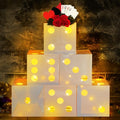 White Lighted Dice Boxes - 6 Foldable 11.8 Inch Casino Party Decorations