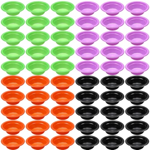 60 Pack Disposable Plastic Bowls 12oz Halloween Party Cups - Black, Green, Orange, Purple