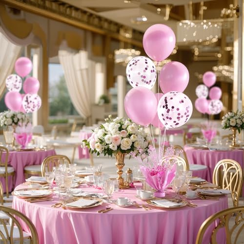 Pink Balloon Centerpiece Kit with 4 Reusable Stands and Confetti Balloons - Girls Birthday Party Decor - Variation of THIS listing