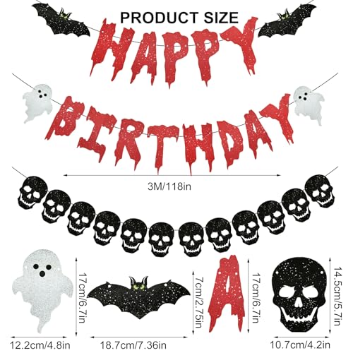 Halloween Skull Heart Banner Garland - Spooky Party Decorations