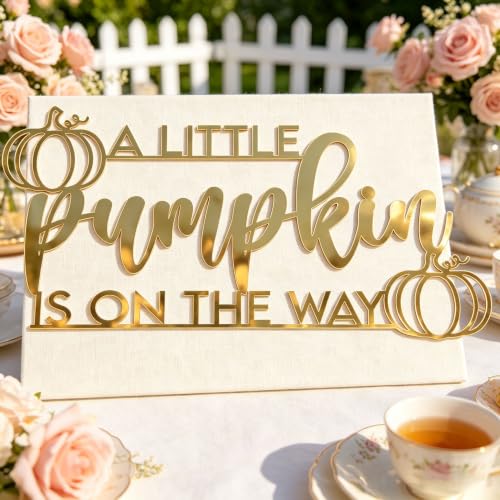 Gold Acrylic Pumpkin Baby Shower Wall Decal for Fall & Halloween Parties