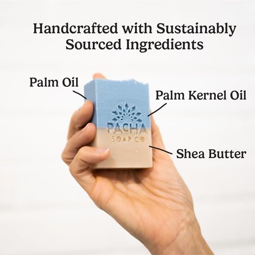 Pacha Soap Co. Sand & Sea Bar Soap - Sea Salt Scent, Volcanic Ash & Pumice, Exfoliating & Hydrating Body and Face Wash with Essential Oils, Handcrafted and Made in the USA, 5-Pack (4 oz Each)