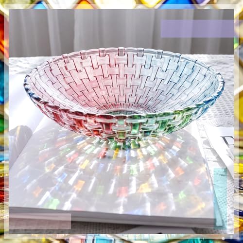 Colorful Crystal Glass Fruit Bowl - Hand Painted Decor, 10 Inch