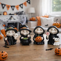 Halloween Skeleton Figurines Set of 4 - Black Mini Spooky Decor for Table, Shelf & Mantel
