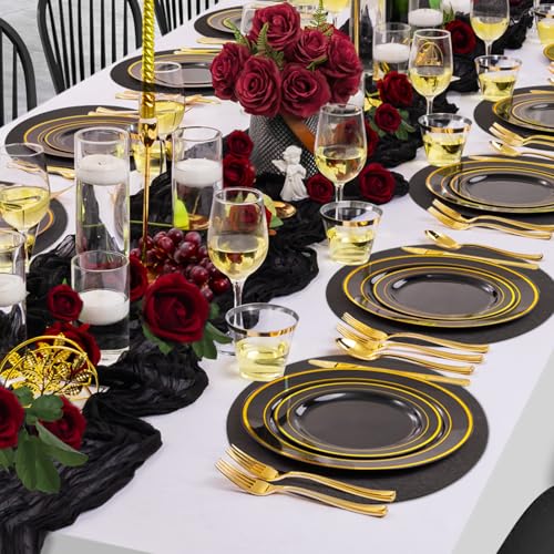 Comfoyar Faux Leather Halloween Placemats & Coasters Set of 6 - Black & Brown