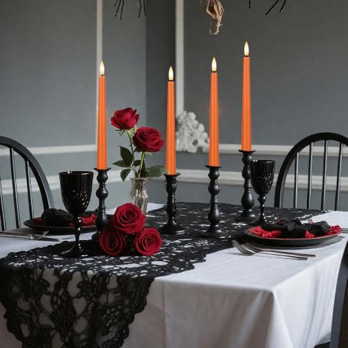 Orange Flameless Taper Candles with Remote Control - Fall Home Decor