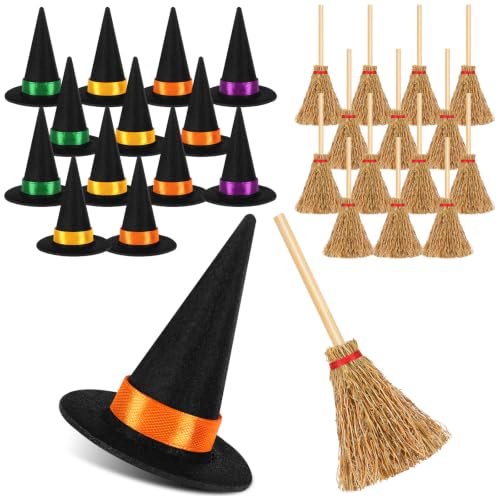 Black 64-Pack Mini Witch Hats for Halloween Crafts & Party Decorations