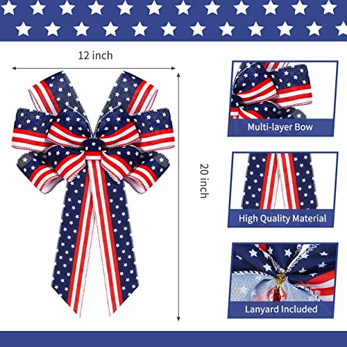 Patriotic Wreath Bows 4 Pack - Red White Blue Stars American Flag Decor