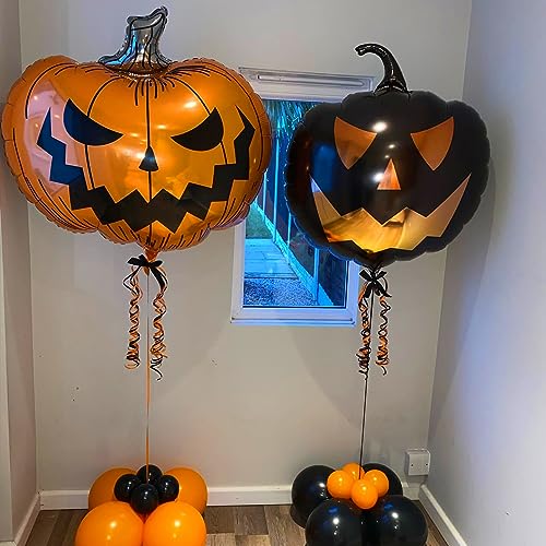 Halloween Pumpkin Balloons - 2pcs Giant Foil Decorations for Party - Variation of Pumpkin