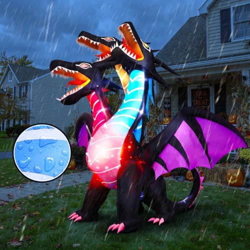 Tall Halloween Inflatable Dragon with LEDs for Lawn Garden Yard Decor - 8 FT