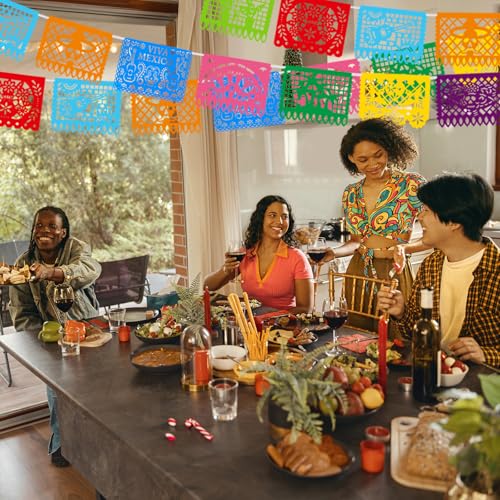 Blue Dia De Los Muertos Papel Picado Banner Set - 12 Pack, 216FT