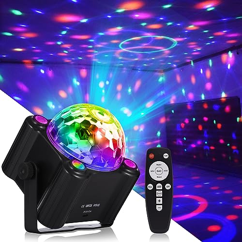 Sound Activated LED Disco Ball Light with Remote, 6 Colors for Parties & Events