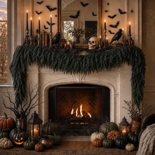 Halloween Mantle Garland Decor Gothic 6Ft Fall Fireplace Indoor Home Decoration