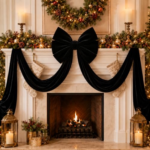 Giant Black Velvet Christmas Bow - Gothic Holiday Tree Topper & Decor
