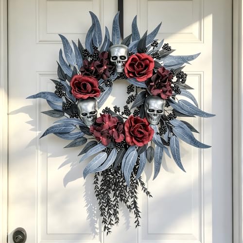 22-Inch Gothic Halloween Wreath for Front Door Indoor Outdoor Decor
