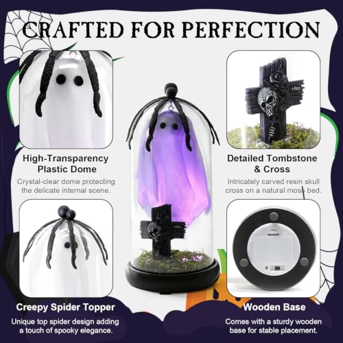 Halloween Ghost Light-Up Dome Centerpiece - Spooky Tabletop Decor