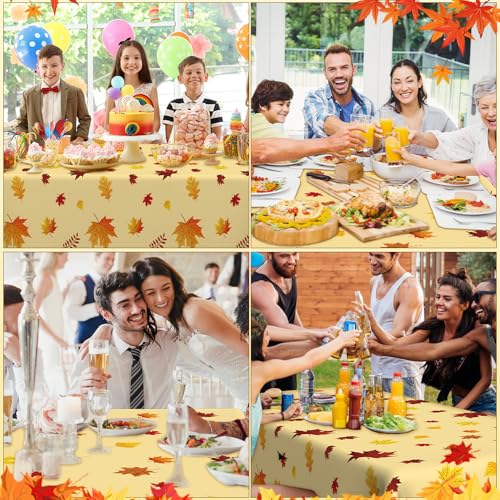 Fall Tablecloth 6 Pcs Thanksgiving Plastic Table Covers Waterproof 108x54 Inch