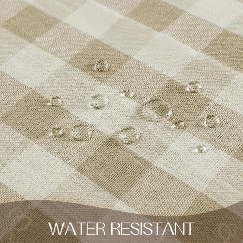 Romanstile Gingham Tassel Tablecloth Rectangle - Beige Plaid 55 x 120 Inch