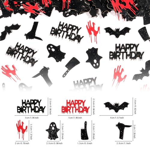 Halloween Birthday Confetti Set - 200 Pieces Spooky Horror Party Decor