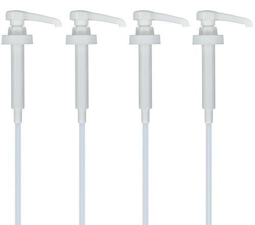 5ml High Output Syrup Pumps, 38/400 Neck Size Plastic Ribbed Dispensing Pumps for Coffee Syrup, Flavor, and Sauce Bottles (Pack of 4)